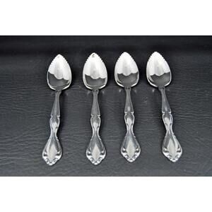 Oneida Community Stainless Cantata 4 Fruit Grapefruit Orange Spoons Serrated